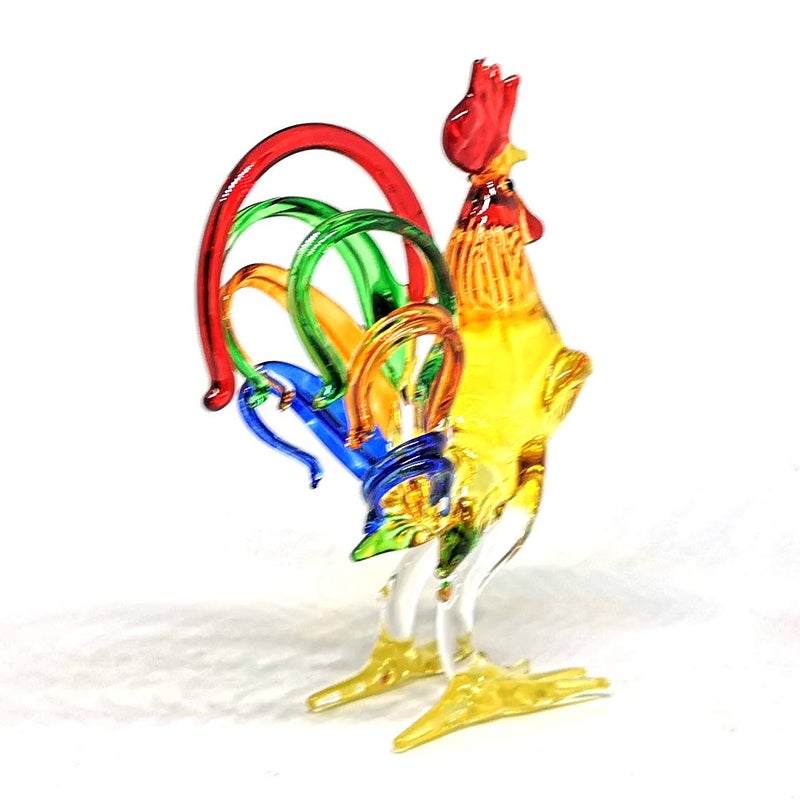 ZOOCRAFT Chicken Figurines Collectibles Hand Blown Glass Rooster Set of 2 - Image 5